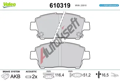 VALEO Sada brzdovch destiek E-PERFORMANCE VA 610319, 610319