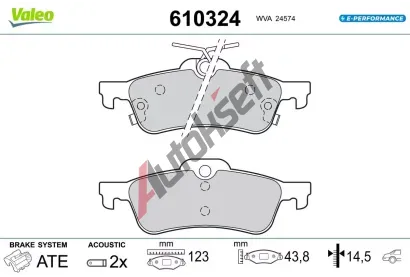 VALEO Sada brzdových destiček E-PERFORMANCE VA 610324, 610324 VALEO Sada brzdových destiček E-PERFORMANCE VA 610324, 610324