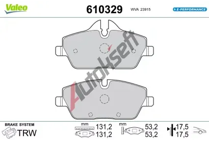 VALEO Sada brzdovch destiek E-PERFORMANCE VA 610329, 610329