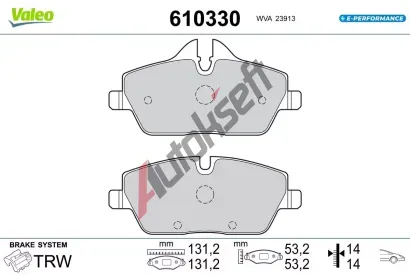VALEO Sada brzdovch destiek E-PERFORMANCE VA 610330, 610330