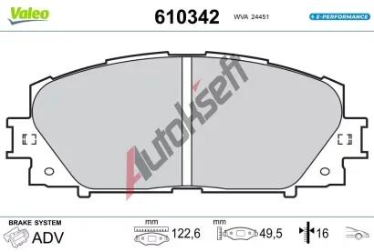 VALEO Sada brzdových destiček E-PERFORMANCE VA 610342, 610342 VALEO Sada brzdových destiček E-PERFORMANCE VA 610342, 610342