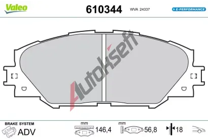 VALEO Sada brzdových destiček E-PERFORMANCE VA 610344, 610344 VALEO Sada brzdových destiček E-PERFORMANCE VA 610344, 610344