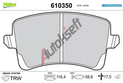VALEO Sada brzdových destiček E-PERFORMANCE VA 610350, 610350 VALEO Sada brzdových destiček E-PERFORMANCE VA 610350, 610350