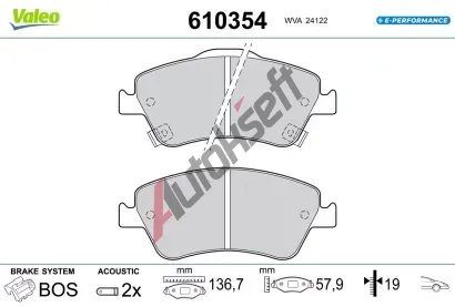 VALEO Sada brzdových destiček E-PERFORMANCE VA 610354, 610354 VALEO Sada brzdových destiček E-PERFORMANCE VA 610354, 610354