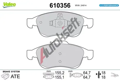 VALEO Sada brzdovch destiek E-PERFORMANCE VA 610356, 610356