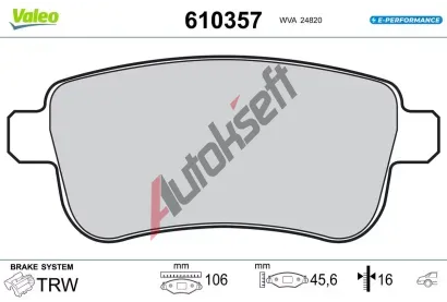 VALEO Sada brzdovch destiek E-PERFORMANCE VA 610357, 610357