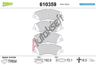 VALEO Sada brzdovch destiek E-PERFORMANCE VA 610359, 610359