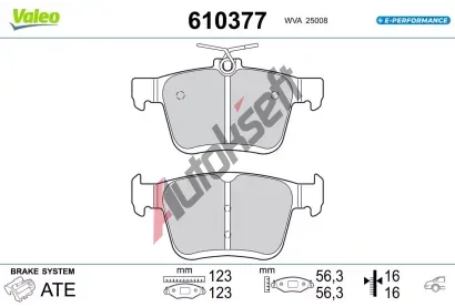 VALEO Sada brzdových destiček E-PERFORMANCE VA 610377, 610377 VALEO Sada brzdových destiček E-PERFORMANCE VA 610377, 610377