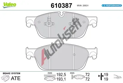 VALEO Sada brzdov�ch desti�ek E-PERFORMANCE VA 610387, 610387