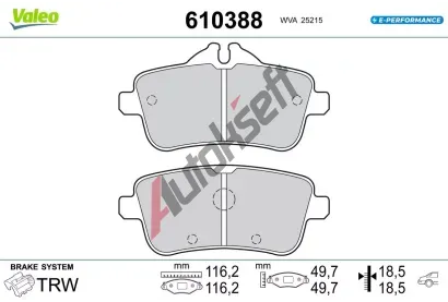 VALEO Sada brzdov�ch desti�ek E-PERFORMANCE VA 610388, 610388