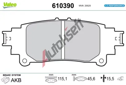 VALEO Sada brzdovch destiek E-PERFORMANCE VA 610390, 610390