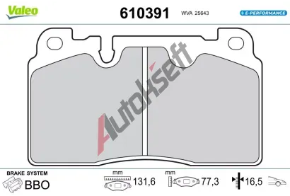 VALEO Sada brzdovch destiek E-PERFORMANCE VA 610391, 610391