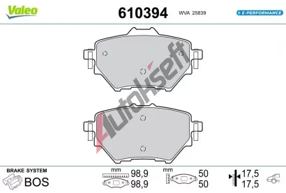 VALEO Sada brzdových destiček E-PERFORMANCE VA 610394, 610394 VALEO Sada brzdových destiček E-PERFORMANCE VA 610394, 610394