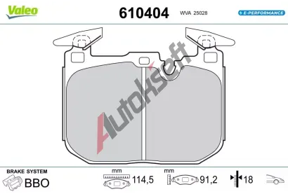 VALEO Sada brzdov�ch desti�ek E-PERFORMANCE VA 610404, 610404