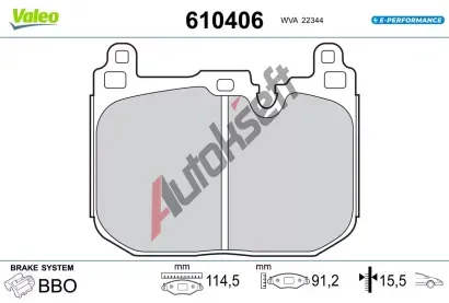 VALEO Sada brzdových destiček E-PERFORMANCE VA 610406, 610406 VALEO Sada brzdových destiček E-PERFORMANCE VA 610406, 610406