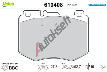 VALEO Sada brzdovch destiek E-PERFORMANCE VA 610408, 610408