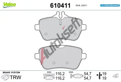 VALEO Sada brzdovch destiek E-PERFORMANCE VA 610411, 610411