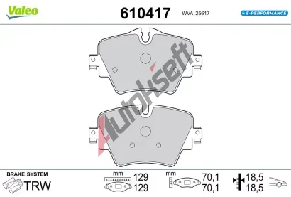 VALEO Sada brzdových destiček E-PERFORMANCE VA 610417, 610417 VALEO Sada brzdových destiček E-PERFORMANCE VA 610417, 610417