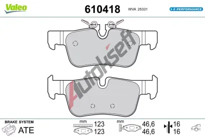 VALEO Sada brzdových destiček E-PERFORMANCE VA 610418, 610418 VALEO Sada brzdových destiček E-PERFORMANCE VA 610418, 610418