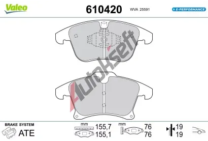 VALEO Sada brzdovch destiek E-PERFORMANCE VA 610420, 610420