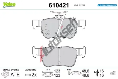 VALEO Sada brzdových destiček E-PERFORMANCE VA 610421, 610421 VALEO Sada brzdových destiček E-PERFORMANCE VA 610421, 610421