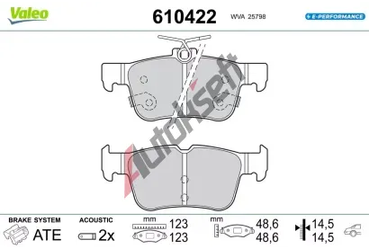 VALEO Sada brzdových destiček E-PERFORMANCE VA 610422, 610422 VALEO Sada brzdových destiček E-PERFORMANCE VA 610422, 610422