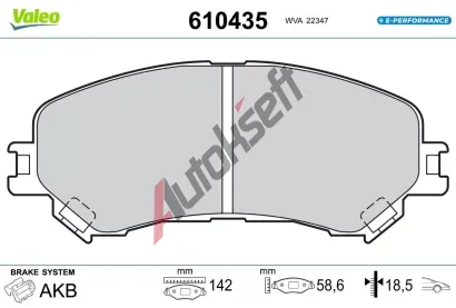 VALEO Sada brzdovch destiek E-PERFORMANCE VA 610435, 610435