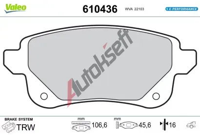 VALEO Sada brzdov�ch desti�ek E-PERFORMANCE VA 610436, 610436