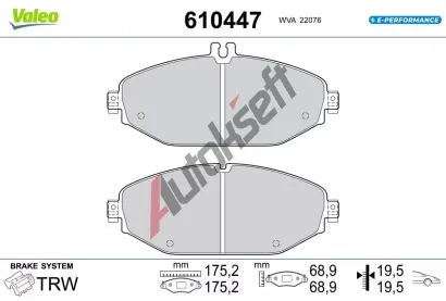 VALEO Sada brzdovch destiek E-PERFORMANCE VA 610447, 610447