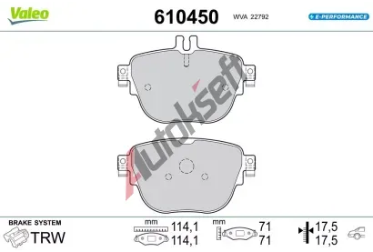 VALEO Sada brzdovch destiek E-PERFORMANCE VA 610450, 610450