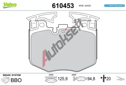 VALEO Sada brzdovch destiek E-PERFORMANCE VA 610453, 610453