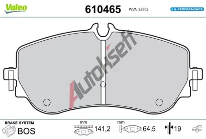 VALEO Sada brzdových destiček E-PERFORMANCE VA 610465, 610465 VALEO Sada brzdových destiček E-PERFORMANCE VA 610465, 610465