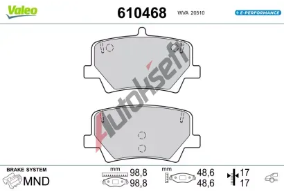 VALEO Sada brzdovch destiek E-PERFORMANCE VA 610468, 610468