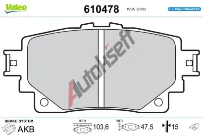 VALEO Sada brzdovch destiek E-PERFORMANCE VA 610478, 610478