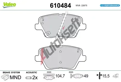 VALEO Sada brzdovch destiek E-PERFORMANCE VA 610484, 610484
