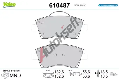 VALEO Sada brzdovch destiek E-PERFORMANCE VA 610487, 610487