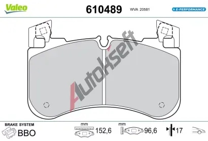 VALEO Sada brzdovch destiek E-PERFORMANCE VA 610489, 610489
