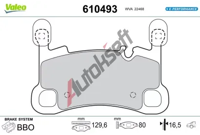 VALEO Sada brzdových destiček E-PERFORMANCE VA 610493, 610493 VALEO Sada brzdových destiček E-PERFORMANCE VA 610493, 610493