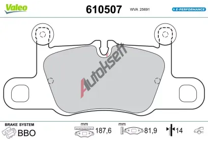 VALEO Sada brzdových destiček E-PERFORMANCE VA 610507, 610507 VALEO Sada brzdových destiček E-PERFORMANCE VA 610507, 610507