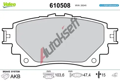 VALEO Sada brzdovch destiek E-PERFORMANCE VA 610508, 610508