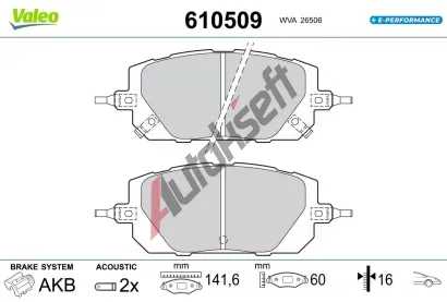 VALEO Sada brzdových destiček E-PERFORMANCE VA 610509, 610509 VALEO Sada brzdových destiček E-PERFORMANCE VA 610509, 610509