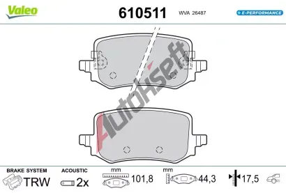 VALEO Sada brzdovch destiek E-PERFORMANCE VA 610511, 610511