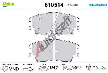 VALEO Sada brzdovch destiek E-PERFORMANCE VA 610514, 610514