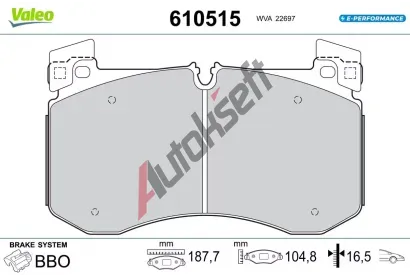 VALEO Sada brzdovch destiek E-PERFORMANCE VA 610515, 610515