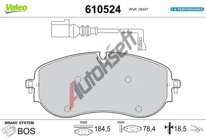 VALEO Sada brzdových destiček E-PERFORMANCE VA 610524, 610524 VALEO Sada brzdových destiček E-PERFORMANCE VA 610524, 610524