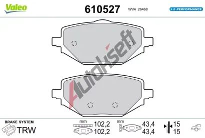VALEO Sada brzdovch destiek E-PERFORMANCE VA 610527, 610527