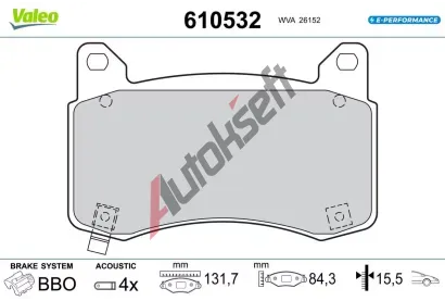 VALEO Sada brzdov�ch desti�ek E-PERFORMANCE VA 610532, 610532