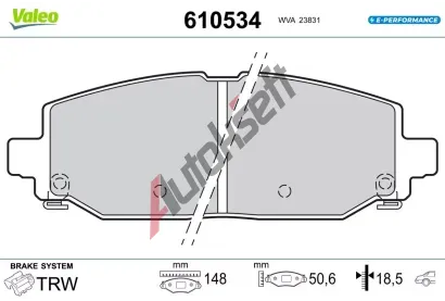 VALEO Sada brzdov�ch desti�ek E-PERFORMANCE VA 610534, 610534