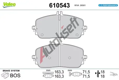 VALEO Sada brzdovch destiek E-PERFORMANCE VA 610543, 610543
