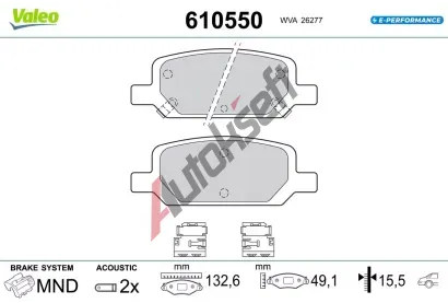 VALEO Sada brzdov�ch desti�ek E-PERFORMANCE VA 610550, 610550